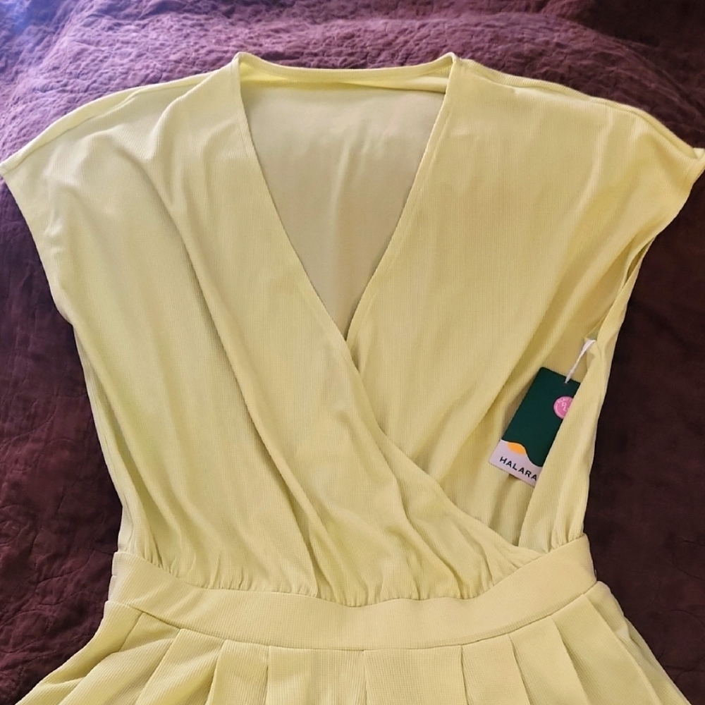 HALARA Light Yellow Wrap Dress